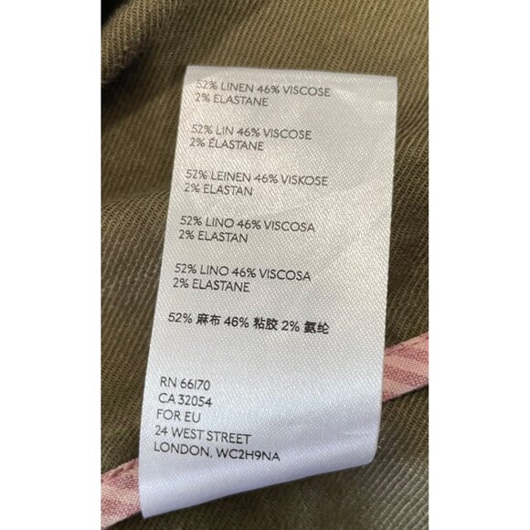 Anthropologie Trench Vest Womens M Olive Green Linen Blend Sleeveless Wrap Belt - Picture 15 of 16